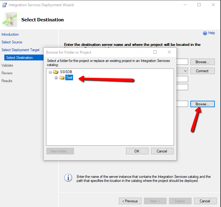 Select destination and choose folder